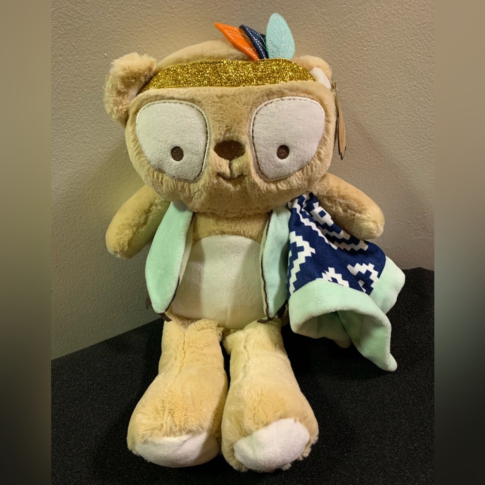 Brand new LEVTEX BABY Indian Bear 16" Brown Plush with security blanket